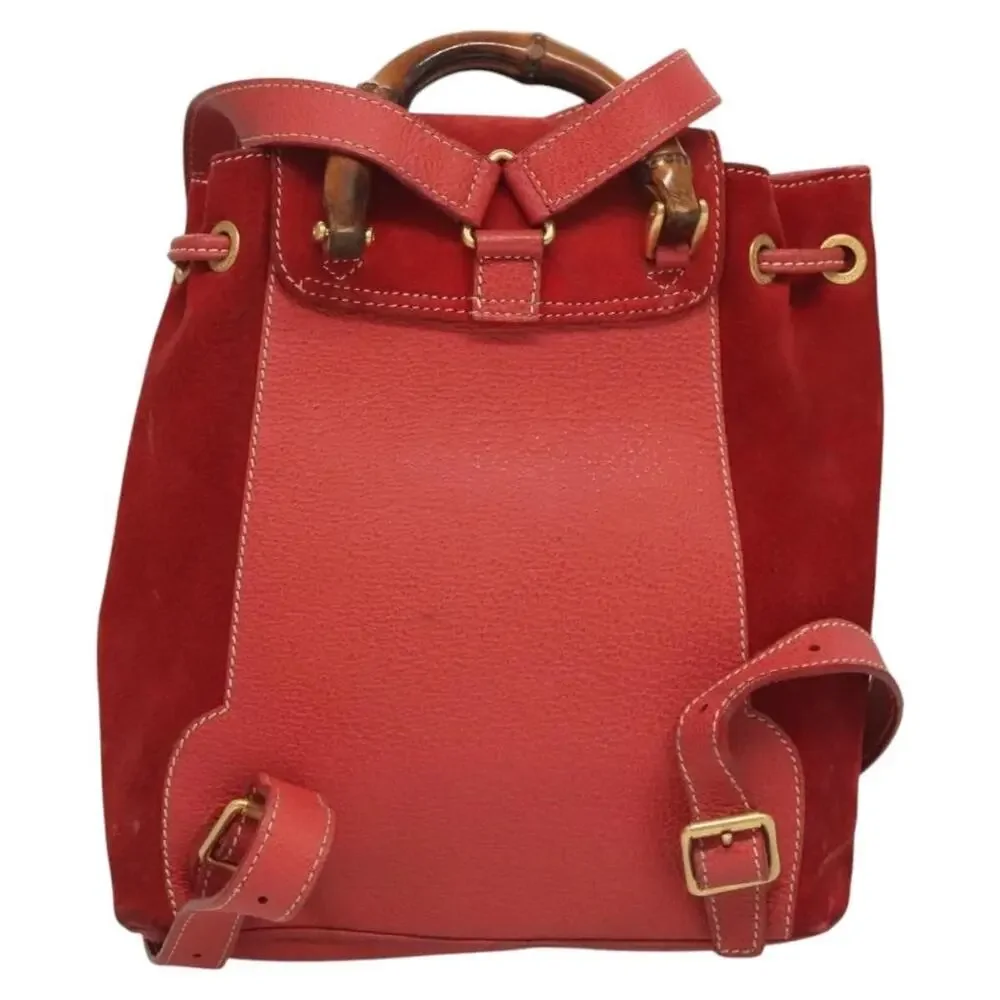 Gucci Bamboo Suede Backpack Red